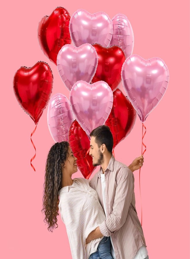 بالونات على شكل قلب باللونين الوردي والأحمر، 20 بالونًا من رقائق الألومنيوم على شكل قلب مقاس 18 بوصة، بالونات مثالية لعيد الحب، أعياد ميلاد الفتيات، حفلات الزفاف، ذكرى الزواج، حفلات الخطوبة، وزينة عيد الحب - Image 5